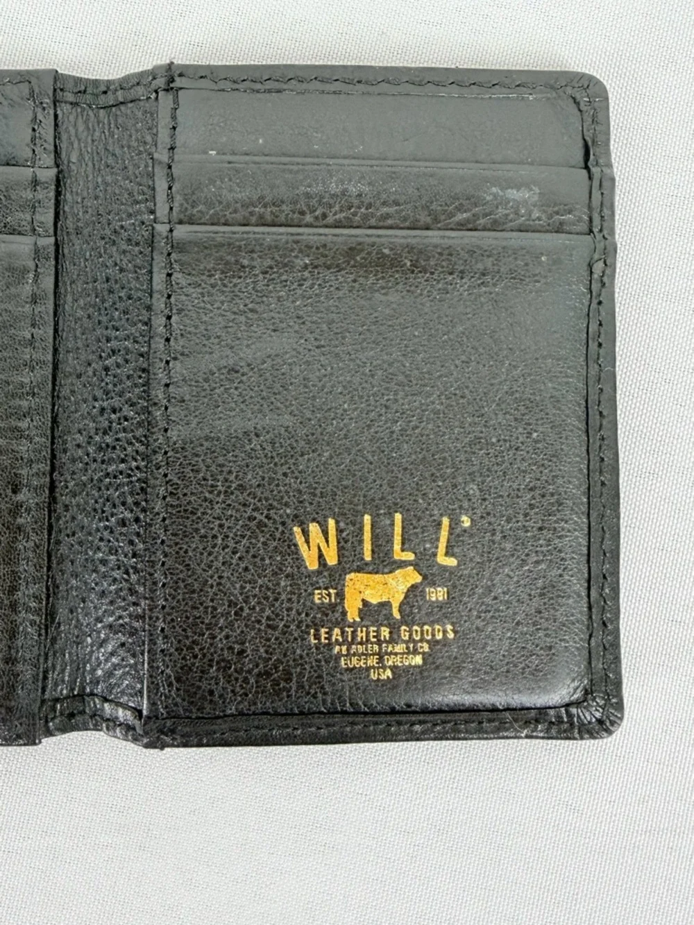 WILL Black Leather Slim Credit Card Wallet